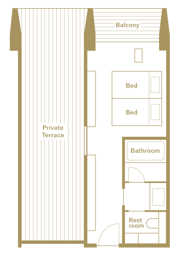 Layout of standard twin room (with private terrace)